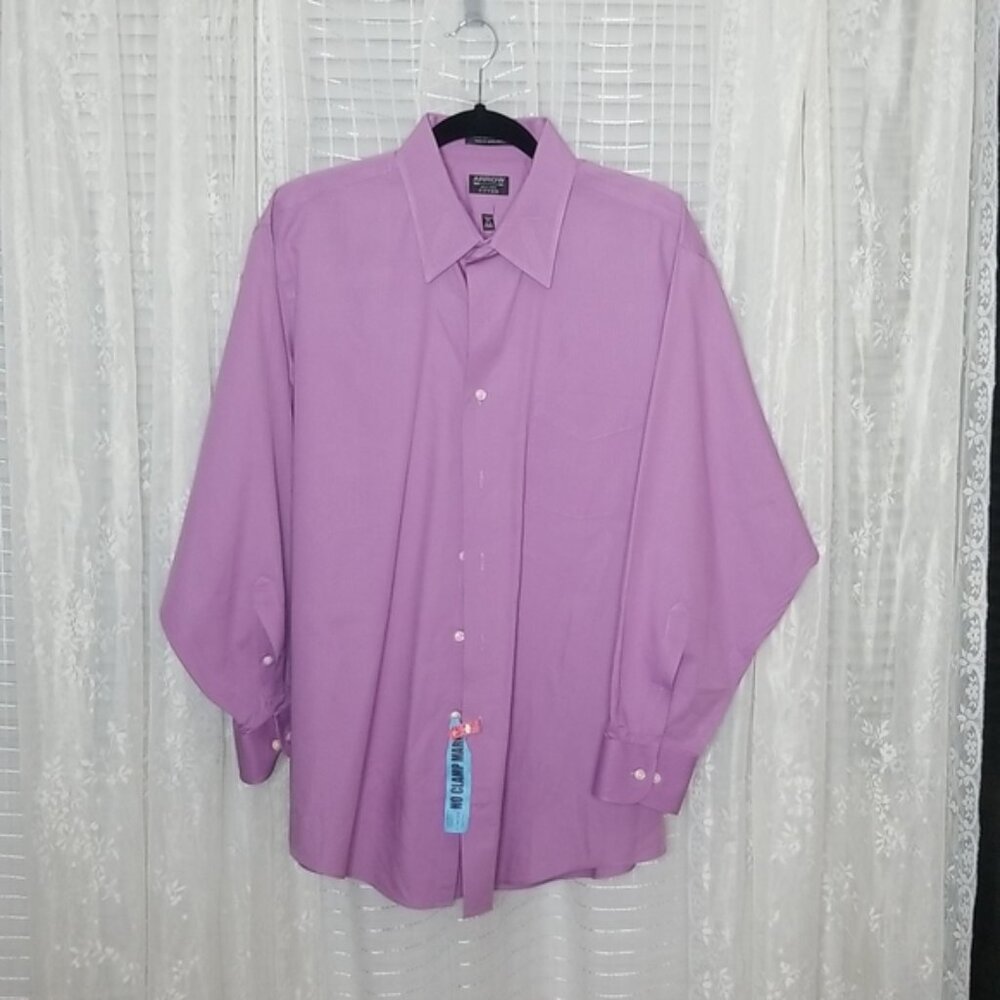 Lilac Purple Women's Fitted Stretch Button Down Lavender Long Sleeve SzxL